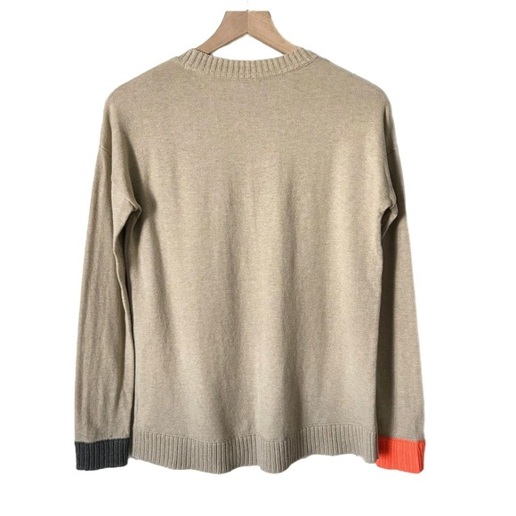 Lisa Todd Love Heart Graphic Knit Sweater Beige Pink Cotton Cashmere Size XS - Picture 4 of 6